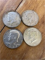 4 Kennedy half dollars silver all 1967