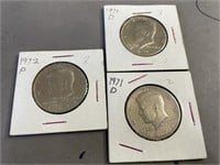 3 Kennedy Half Dollars