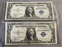 2- $1 Silver Certificate both 1935 A