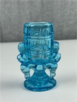 Cool Blue Antique Glass Toothpick Holder Two Girls