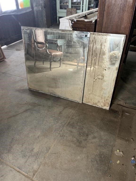 (2) ANTIQUE 3'X3' BEVELED EDGE MIRRORS