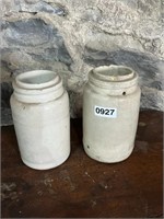 (2) ANTIQUE QUART SZ. CROCK JARS (NO LIDS)