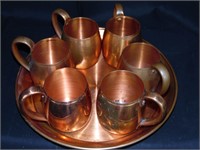 Vintage Solid Cooper West Bend Cups and Tray