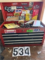 Craftsman top tool box 12”X26”X15” contents