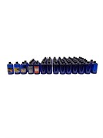(60) Blue Plastic Apothecary Style Bottles
