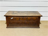 1830's Carved Wooden Trunk
