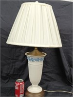 Mid-Century Wedgwood style vase lamp, brass base
