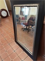 LARGE BLACK MIRROR WITH WOOD FRAME