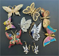 Beautiful vintage butterfly brooches lot