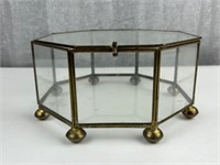 Vintage glass brass curio