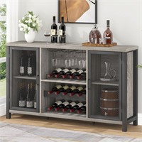 Bar Cabinet  55 In 32.3H  Light Gray Oak