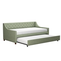 Jade Green Linen Twin Daybed and Trundle