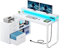 YITAHOME L Desk  55in with Outlets  White