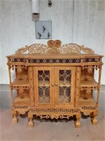 Wooden Display Cabinet w/Decorative Scroll Work