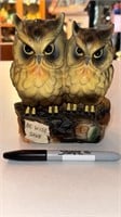 Ceramic Horned owl coin bank