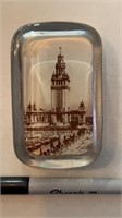 Vintage Glass Paperweight with Photo