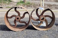 (2) Large Pulley Wheels