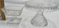 Heavy Glass Candy Dish and Cake Plate