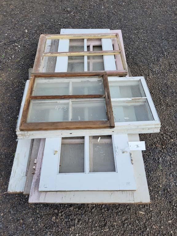 Pallet of Vintage (5) Windows & (4) Doors