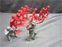Lot of Large Plastimarx Army Soldiers Red and Grey
