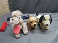 Lot of 3 Vintage Fur Covered Mechanical Dogs
