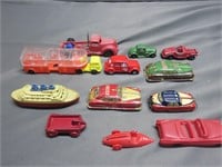 Large Lot of Vintage Metal and Plastic Cars Boats