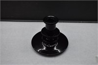 L.E. Smith Art Deco Black Amethyst Candle Holder