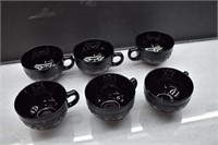 Set of 6 Hazel Atlas Black Cloverleaf Cups