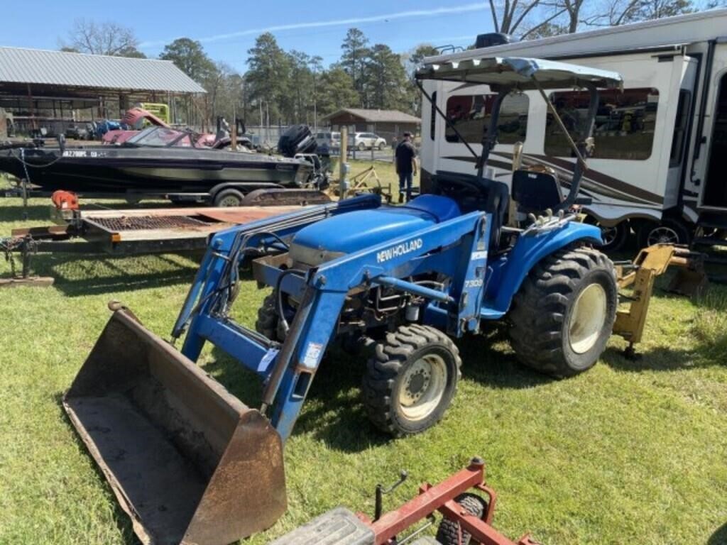 1208) New Holland TC33D front end loader, backhoe,