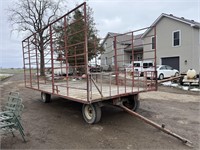 Steel hay bale thrower wagon