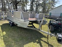 716) 24' Pontoon boat, 70hp Force & trailer- runs,