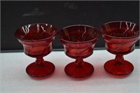Set of 3 Fostoria Jamestown Red Sherbet Glasses
