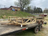 1588) 15' pipe frame trailer-frames & axles only,