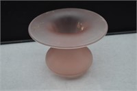 Frosted Pink Satin Oblong Lipped Vase