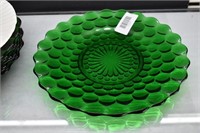 6 Anchor Hocking Green Bubble Dinner Plates
