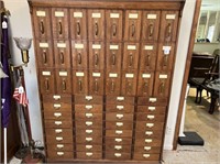 OAK, 56 DRAWER  ANTIQUE WOOD FILING CABINET;