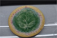 Etruscan Majolica Maple Leaf, Basket Weave Plate