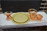 Lot of 6 Bowls, Cups, Candle Holder, & Platter