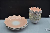 Lot of 9 Fire King Lotus Plates/ Bowls