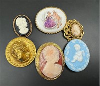 Vintage cameo brooches and more