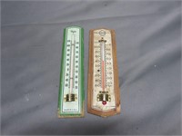 Two Vintage Thermometers Wall Hanging Desk