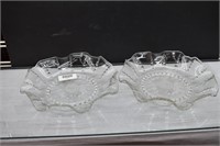 Pair of Federal Glass Columbia Ruffle Bowls
