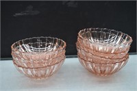 Set of 7 Anchor Hocking Old Cafe Pink Bowls