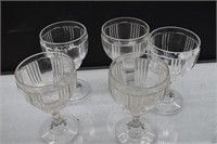 Set of 5 Fostoria Sunray Wine Glasses
