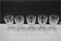 Set of 5 Fostoria Sunray Water/Wine Glasses