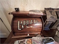 WODDEN BREAD BOX WITH DOLL HOUSE