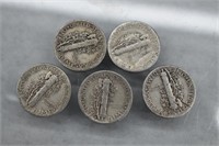 Mercury Dimes (5) | 90% Silver Coins