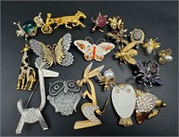 Vintage critters brooches lot