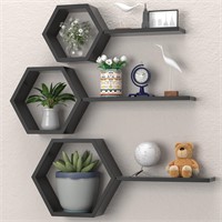 $80  Hexagon Honeycomb Shelves - Set of 6  Black