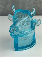 Cool old blue glass bull cow creamer syrup